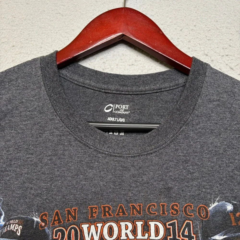 Port and Company T-Shirt Mens Large Gray SF Giants 2014 World Series Champions